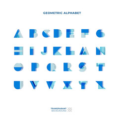 3D Blue Glass Alphabet Icon Set