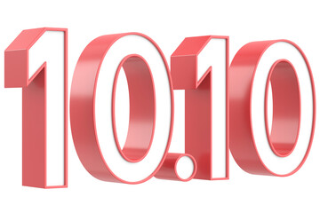 10.10 sale. October sale. 3D illustration.