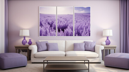 Stylish and inviting living room decor. Lavender