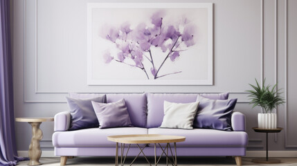 A modern living room with a touch of elegance. Lavender
