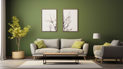A beautifully arranged living room with a contemporary feel. Olive