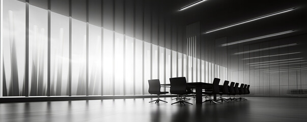 Empty office with speed lightning effects, duotone, black and white, office of future - The Speed Office Series