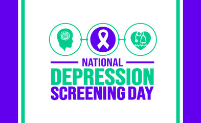 October is National Depression Screening Day background template. Holiday concept. background, banner, placard, card, and poster design template with text inscription and standard color. vector.
