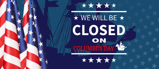 USA Columbus Day. United States national flag. 3D illustration.