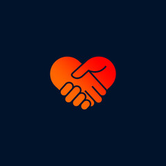 love with handshake logo design