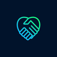 love with handshake logo design