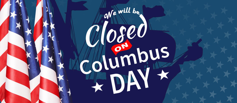 USA Columbus Day. United States national flag. 3D illustration.