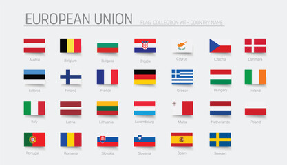 European Union flag set. Hight detailed vector illustration.