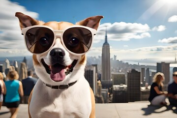 dog in the city,dog,Labrador retriever and sunglasses,A dog with sunglasses resting,dog wearing sungleses and glases ,portrait of a dog,english bulldog wearing glasses,two dogs playing in the park gol - obrazy, fototapety, plakaty