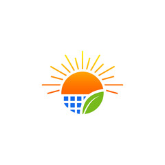 sollar with sun leaf logo design