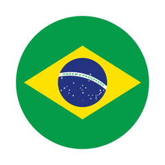 Fototapeta premium Round Brazilian flag icon. Vector.