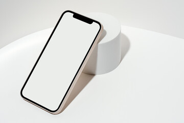 White blank screen smart phone mockup with clipping path