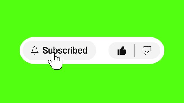 Like, subscribe and notification bell icon clicked attractive animation outro with latest UI design, with cursor pointer, with click and bell sounds with green screen background