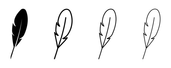 Set of feather vector icons. Lines nibs. Black bird plume. Vector 10 Eps. © Міша Герба