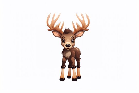 Baby Moose Face Sticker On Isolated Background
