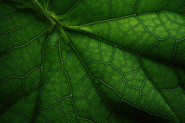 A Mesmerizing Macro Shot of Tree Leaves: Nature's Intricate Masterpiece Revealing Delicate Details and Green Veins in Sunlit Foliage.