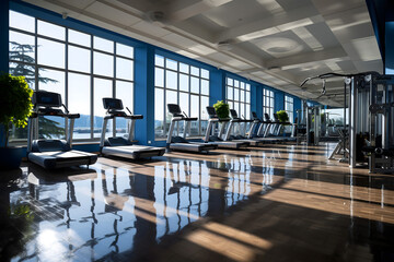 High end gym with fitness equipment