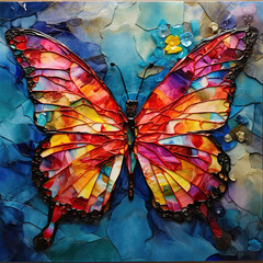 3D alcohol ink butterfly watercolor painting