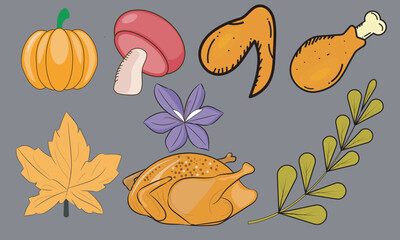 Thanksgiving Day vector collection in hand-drawn style