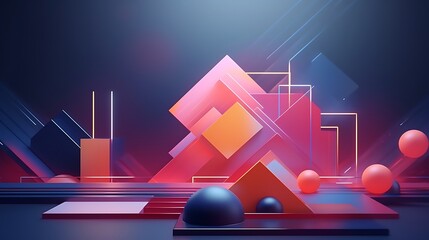 3d shape abstract vectorial modern minimal background. Experience the Fusion of 3D Realistic Geometry with Trending Colors in this Abstract Design, 3D illustration, a colorful art work with shapes.