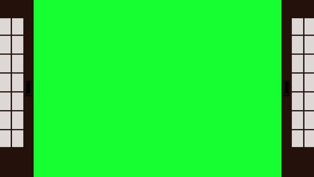 Animated Illustration of open door slide Japan style. Suitable for video opening