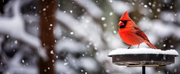 Fototapeten red cardinal bird in winter.  © Ilona