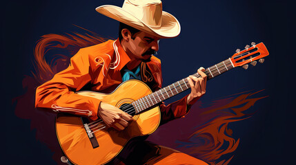 Obraz premium a Mexican poncho playing a guitar in Mexico