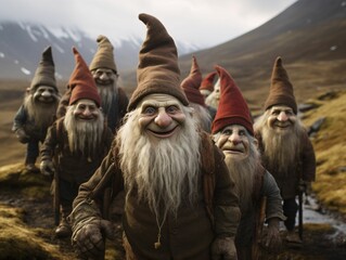 There are thirteen funny Christmas trolls in Iceland, known as Jólasveinar. These trolls carry Christmas presents in the northern countries much like Santa Claus in other countries. digital AI - obrazy, fototapety, plakaty