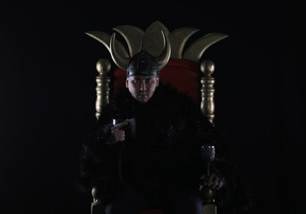 portrait of a Viking king on the throne