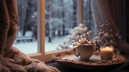 christmas decoration on the window