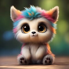 Fototapeta premium cute little monster smooth skin soft fur bright eyes