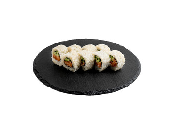 traditional japanise roll or sushi isolated on white background
