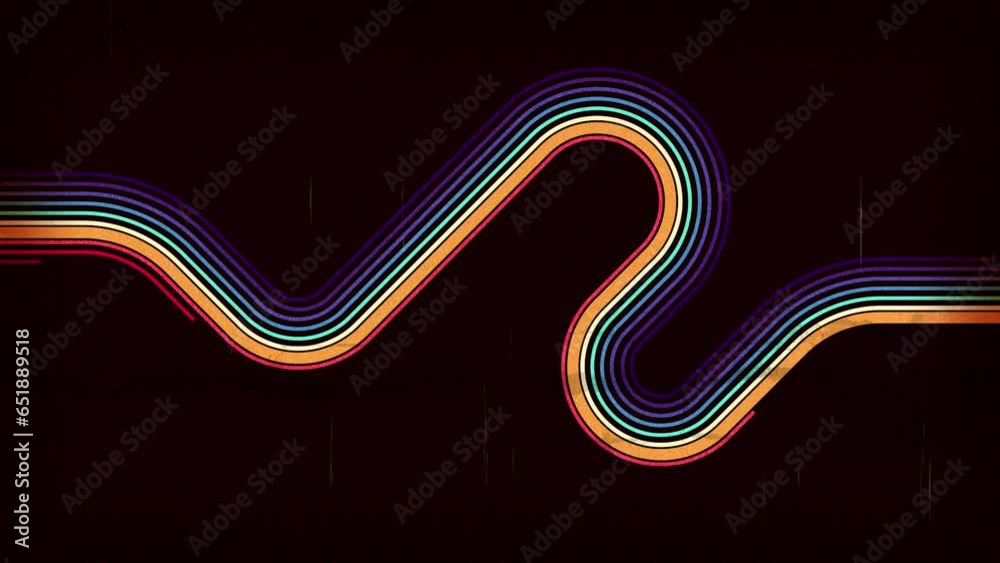 Wall mural animated abstract 1980's background design in futuristic retro style with colorful lines.