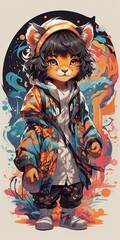Sticker cute anime tiger