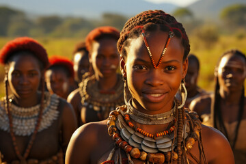 Traditional Zulu people South Africa within an African tribe 