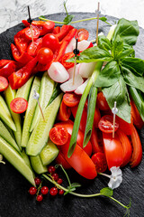 raw vegetables on the plate