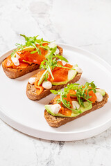 canape with salmon and cream cheese