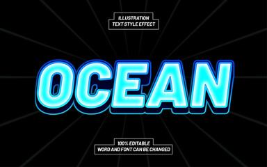 Ocean Blue 3D Bold Text Style Effect