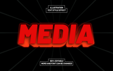Media Red 3D Bold Text Style Effect