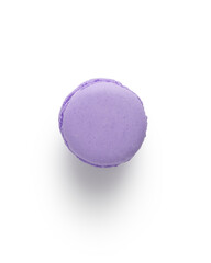 Lavender french macaron top view isolated on white with shadow
