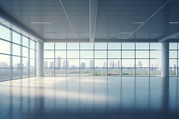 Fototapeta premium Empty office open space interior. Business conference company background