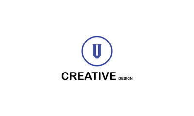 V circle style creative minimal brand company blue logo design.
