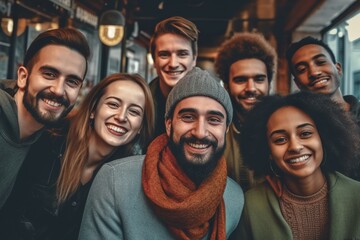 Diverse Friends Hanging Out, multicultural friendship, diverse group of friends, inclusive social gathering, friends of different backgrounds - obrazy, fototapety, plakaty