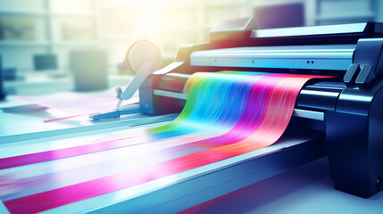 office or professional plotter lag format photocopier or printer with color ribbons for high quality printing services. ai generative - obrazy, fototapety, plakaty