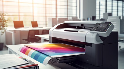 office or professional plotter lag format photocopier or printer with color ribbons for high quality printing services. ai generative