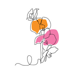 orchids flower line art floral with white background eps vector design