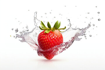 strawberry in water splash