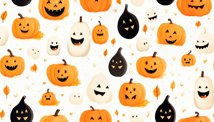Fototapeta na wymiar illustration of halloween pumpkins on white background