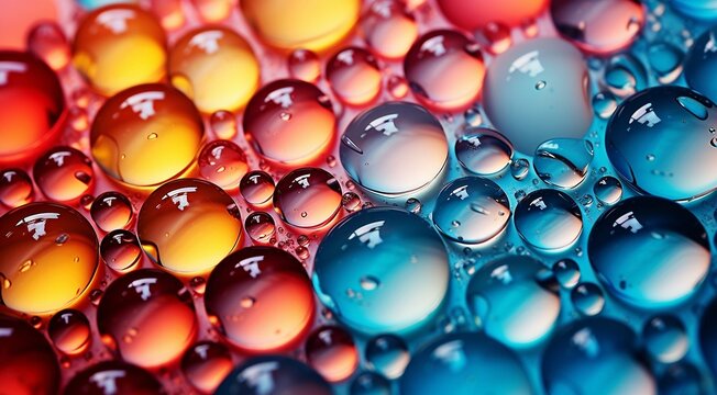 colored water drops on abstract background, water drops on colorful background, colored wallpaper, ultra hd colorful wallpaper, background with colored bubbles