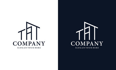 Letter A line building logo real estate.